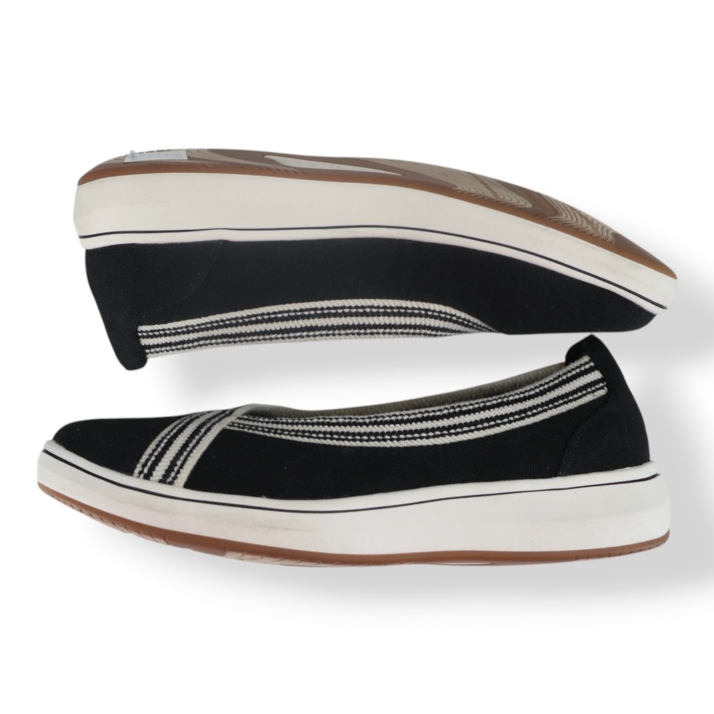 Clarks Cloudsteppers Breezesky Air Black Stripe Slip-On Flat Womens Size 8.5 - Picture 6 of 8